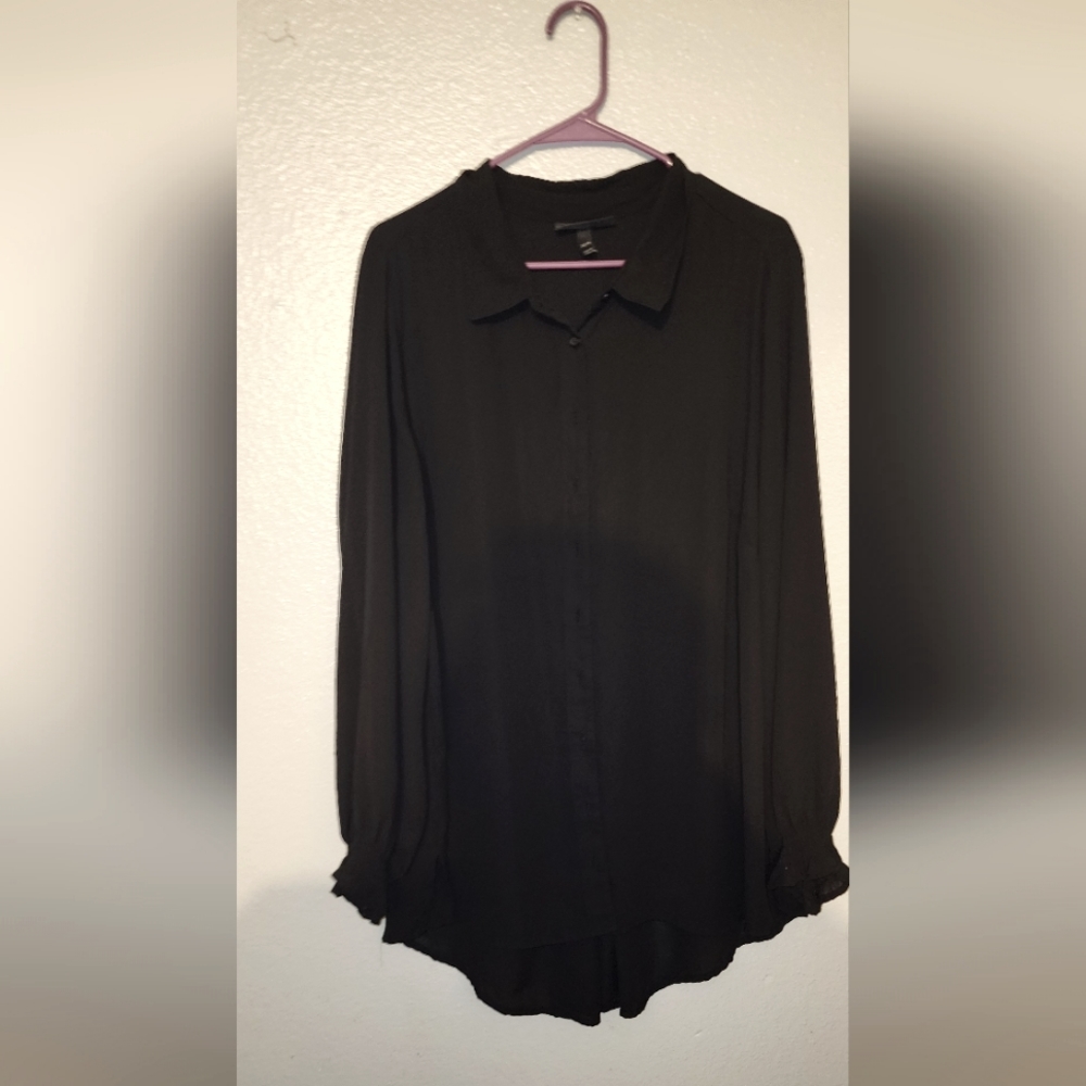 Sheer button down top Lane Bryant